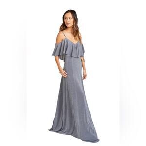 Show Me Your Mumu Renee Ruffle Maxi Dress Dancing Queen Shine Smoke Size XS NWT